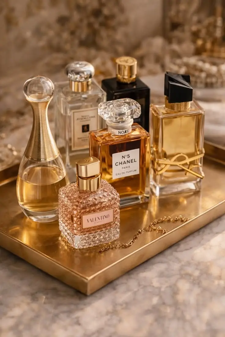Coleção de perfumes femininos de luxo